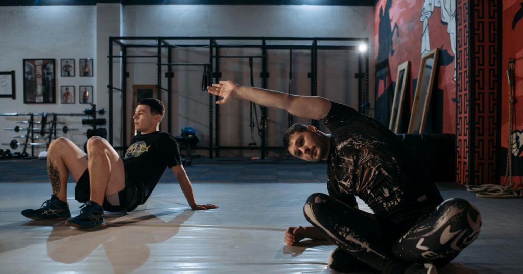 MMA fighter warming up before training